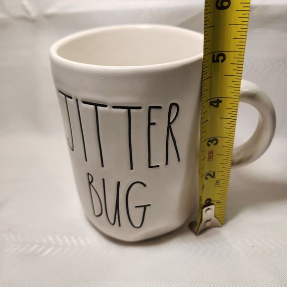 Rae Dunn by Magenta Mug JITTER BUG Coffee Tea Farmhouse Decor Dimple White Cup - Picture 14 of 16